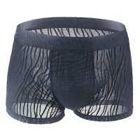 Ice Silk Super Thin Breathable Hollow Lace U Convex Transparent Sexy Boxers Underwear For Men