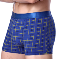 Mens Breathable Comfortable Cotton U Convex Grid Lattice Boxer Underwear