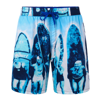 Mens Summer Holiday Printing Drawstring Casual Loose Quick Dry Beach Shorts