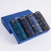 Printing U Convex Cotton Breathable 4 Pieces Boxers Underwear For Men