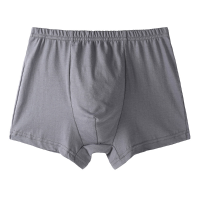 Pure Color Loose Soft Skin Friendly Breathable Cotton Big Boxers Briefs Underwear For Men