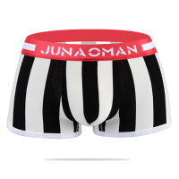 Sexy Low Waist Stripe Printing Cotton Breathable U Convex Boxer Briefs For Men