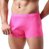 Sexy Underwear Translucent Breathable Elephant Shaped U Convex Stripes Boxers For Men
