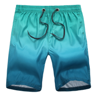 Summer Casual Holiday Surf Swim Gradient Color Printing Quick Drying Loose Beach Shorts For Men