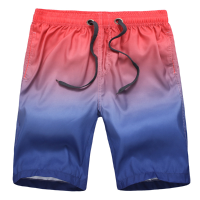 Summer Casual Holiday Surf Swim Gradient Color Printing Quick Drying Loose Board Shorts For Men