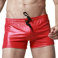 Swimming Imitation Leather Athletic Boxers Trunks Beach Swimwear Shorts For Men