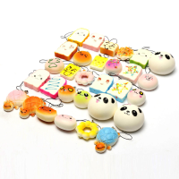 10Pcs Random Squishy Soft Panda/bread/cake/buns Phone Straps