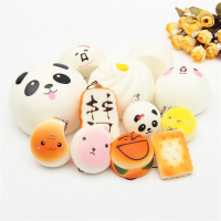 12Pcs Random Squishy Toy Soft Kawaii Cute Bread Bun Phone Key Chain Charms With Rope