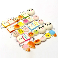 Kawaii 10pcs Exquisite Squishy Random Charm Soft Panda/bread/cake/buns Phone Straps Toys Decor