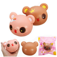 Squishy Bear Face Head Crown Rainbow 9.5Cm Slow Rising With Packaging Collection Gift Decor Toy