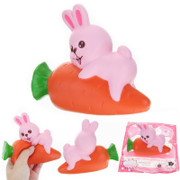 Yunxin Squishy Rabbit Bunny Holding Carrot 13cm Slow Rising With Packaging Collection Gift Decor Toy