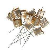 Decoratie cadeautjes   prikkers   60x st   goud   2,5 cm   glimmend   mini cadeaus
