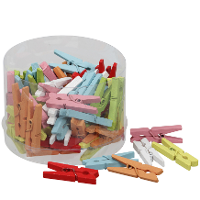 Mini fotoknijpertjes/kaartknijpertjes hout   gekleurd   72x stuks   3 cm