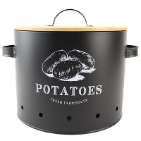 OTIX Aardappelbak Zwart Aardappel Bewaarpot met Deksel Vooraadpotte...