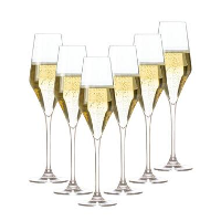 OTIX Champagneglazen Flute Transparant Kristal 220ML Set van 6 TOPAZ