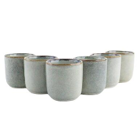 OTIX Espresso Kopjes Set van 6 Koffiekopjes 80ml Mokken Aardewerk BEECH