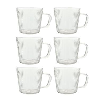 OTIX Koffiekopjes Glazen met Ribbel Reliëf Koffietassen Set van 6 150ml Glas
