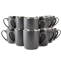 OTIX KoffieKopjes Koffietassen Set van 12 Zwart Mat 240ml