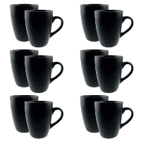 OTIX Koffiekopjes met Oor Koffietassen Set van 12 Mat Zwart 340ml