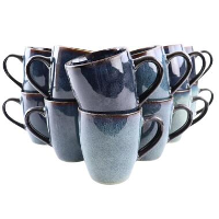 OTIX Koffiekopjes met Oor Set van 12 Koffietassen Theemok 350ml EBONY