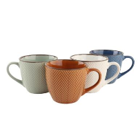 OTIX Koffiekopjes met Oor Set van 4 Verschillende kleuren Aardewerk 250 ml