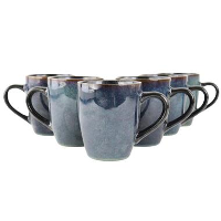 OTIX Koffiekopjes met Oor Set van 6 Koffietassen Theemok 350ml Aardewerk EBONY