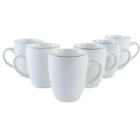 OTIX Mokken Set Wit met Goud Porselein 6 stuks