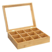 Orange85 Theedoos Theekist 12 Vaks Aanpasbaar tot 6 Vaks Hout 23x28x7cm Bamboe