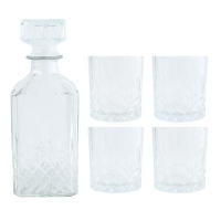 Orange85 Whiskey Karaf 4 glazen 5 delig Transparant 900/230 ml Glas