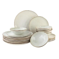 OTIX Serviesset Bordenset 6 Persoons 18 delig Beige Keramiek LILY