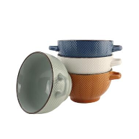 OTIX Soepkommen met Oor Set van 4 Verschillende kleuren Aardewerk 680 ml
