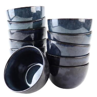 OTIX Soepkommen zonder Oor 12 Schaaltjes 600ml Blauw Aardewerk EBONY