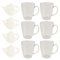 OTIX Theeglazen 6 stuks met 4 Theezakjeshouders Porcelein 350 ml Glas