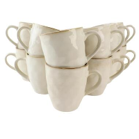 OTIX Theemokken Koffiekopjes met oor set van 12 Beige Keramiek MAPLE