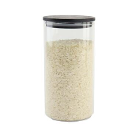 OTIX Voorraadpot Glas met Deksel 800ml Zwart Hout