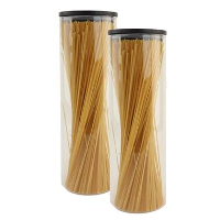 OTIX Voorraadpot Glas met Deksel Set van 2 1320ml Zwart Hout