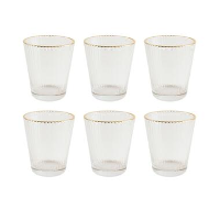 OTIX Waterglazen Set van 6 Stapelbaar 350 ml Met gouden rand Reliëf Ribbel