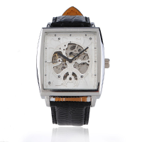 Oulm Square Fashion Leather Mechanical Wrist Watch