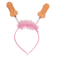 Diadeem/tiara met piemels   roze   kunststof   19,5 x 34 cm   vrijgezellenfeest