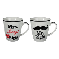 Koffiebeker set   Mr Right en Mrs Always Right   koffiemok