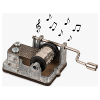 Muziekdoosje verjaardag   Happy Birthday liedje   4,5 cm   retro / nostalgisch draaidoosje