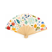 Spaanse hand waaier   Bloemen   wit   21 cm   bamboe/papier