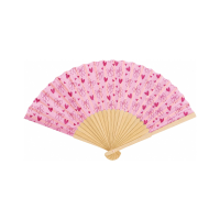 Spaanse hand waaier   Strik/hart   licht roze   21 cm   bamboe/papier
