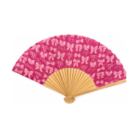 Spaanse hand waaier   Strik   roze   21 cm   bamboe/papier