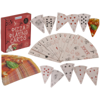 Speelkaarten Pizza Party   54 kaarten   pizzapunt   kaartspel   in pizzadoos   8 x 10 cm