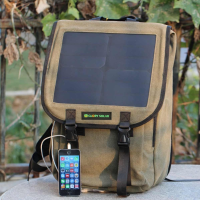 Outdoor Camping Solar Backpack Solar Hiking Bag With Solar Panel Non Removable Brown