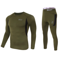 Outdoor Tactical Sports Thermal Underwear Lovers Suit Round Collar Elastic Long Johns