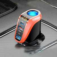 OZIO 12/24V Autolader Universeel Snelladen 66W QC3.0 USB PD20W Type C Voedingsadapterstopcontact 4 in 1 met LCD display