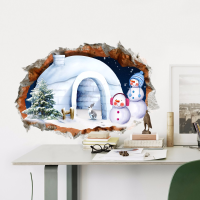 Pag 3d Christmas Snowman House Sticker Wall Decals Home 3d Christmas Wall Hole Decor Gift