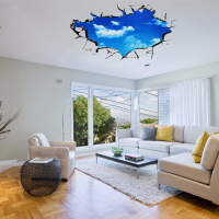 Pag Blue Sky 3d Wall Decals Sticker Ceiling Hole Sticker Home Bedroom Wall Decor Gift